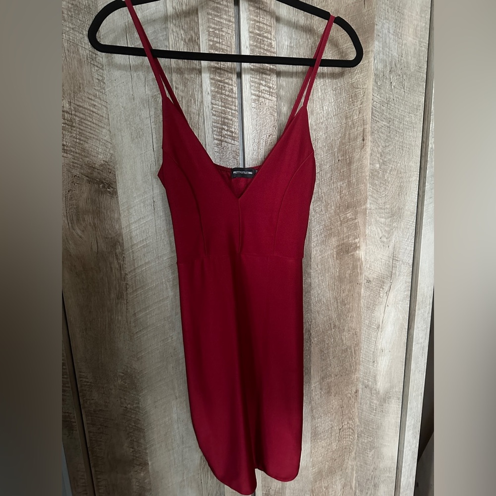 NWT PLT Burgundy shape bodycon dress slinky plunge